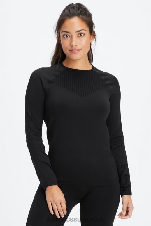 femmes top à manches longues sans couture sync B0B6R2596 noir Fabletics