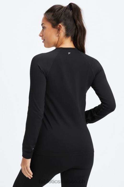 femmes top à manches longues sans couture sync B0B6R2596 noir Fabletics