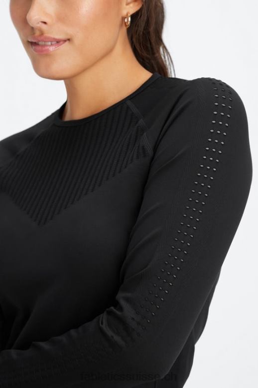 femmes top à manches longues sans couture sync B0B6R2596 noir Fabletics