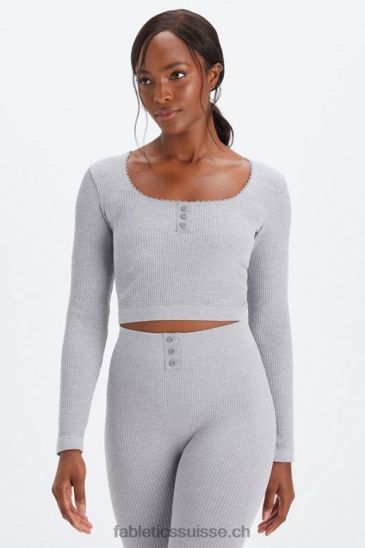 femmes top à torsades B0B6R2610 gris chiné classique Fabletics