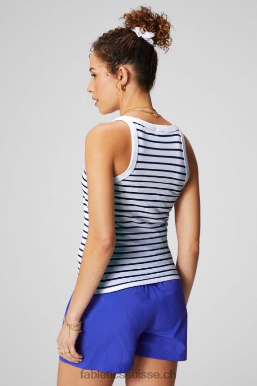 femmes Débardeur 100% coton B0B6R2156 rayure française/orange passion Fabletics