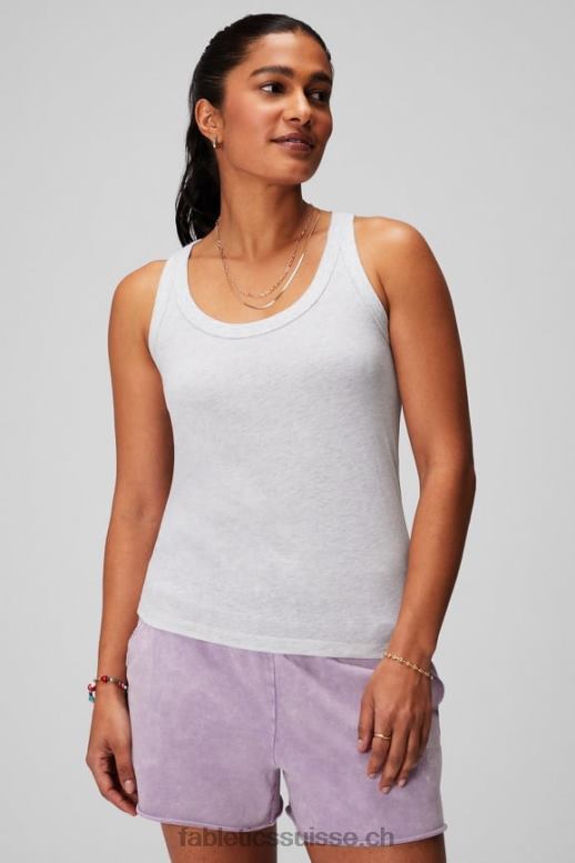 femmes Débardeur 100% coton B0B6R2160 gris doux chiné Fabletics