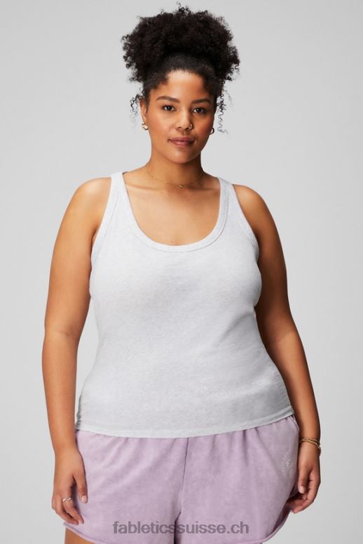 femmes Débardeur 100% coton B0B6R2161 gris doux chiné Fabletics