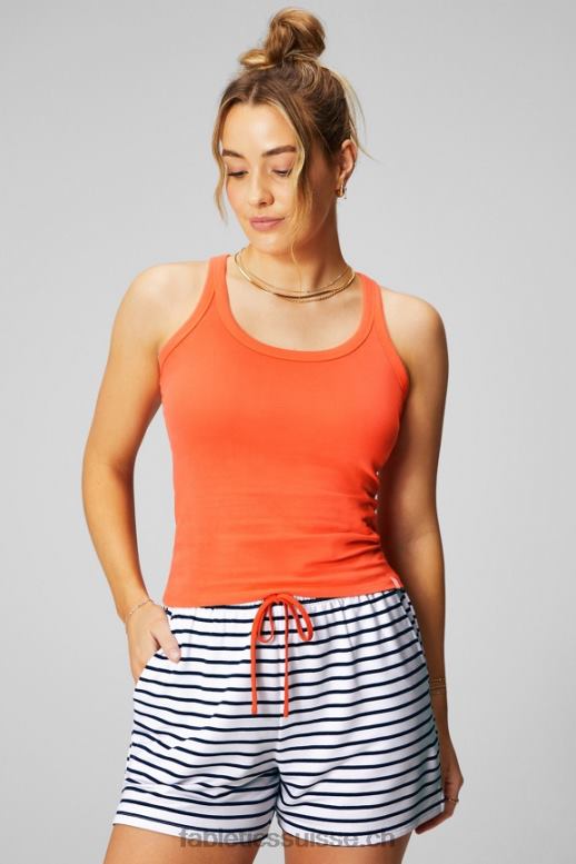 femmes Débardeur 100% coton B0B6R2163 orange passion/blanc classique Fabletics
