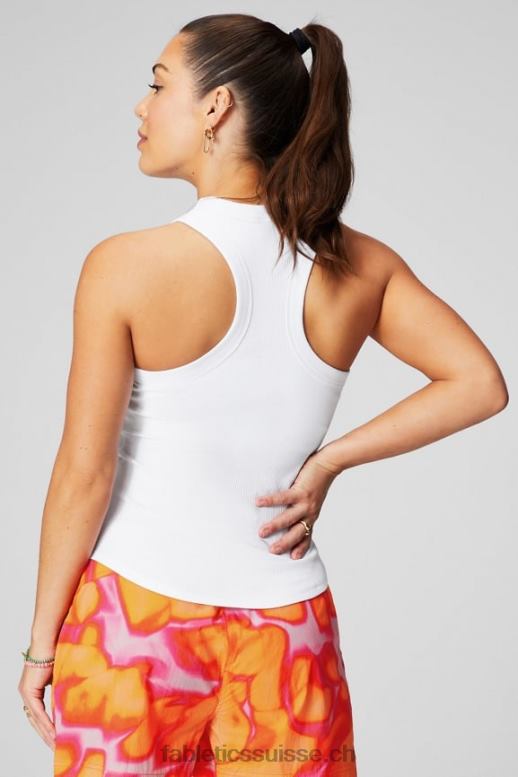 femmes débardeur côtelé à col montant B0B6R2141 blanc classique Fabletics
