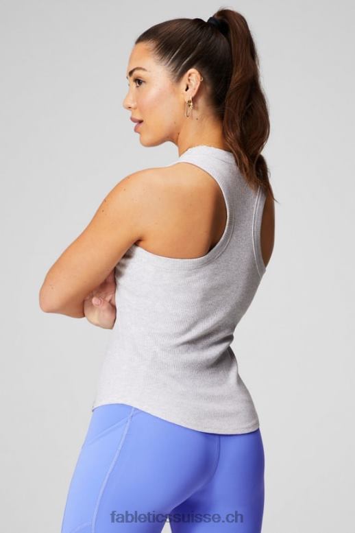 femmes débardeur côtelé à col montant B0B6R2142 gris doux chiné Fabletics