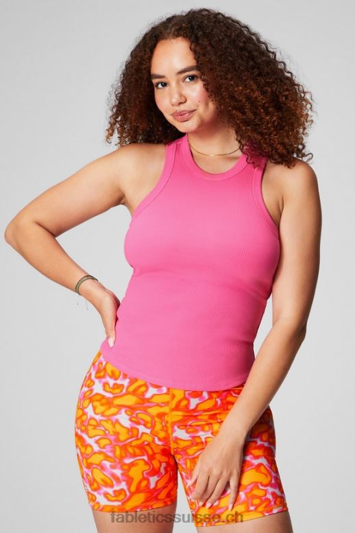 femmes débardeur côtelé à col montant B0B6R2143 pense Rose Fabletics