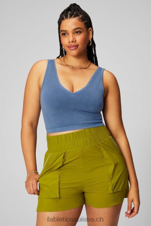 femmes débardeur court sans coutures à col en v B0B6R2155 indigo clair Fabletics