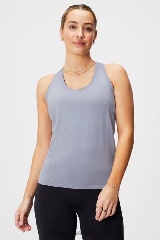 femmes débardeur à dos nageur en plumes B0B6R2139 gris chiné classique Fabletics