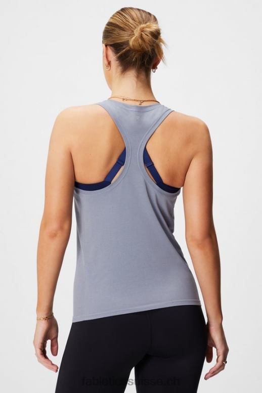 femmes débardeur à dos nageur en plumes B0B6R2139 gris chiné classique Fabletics