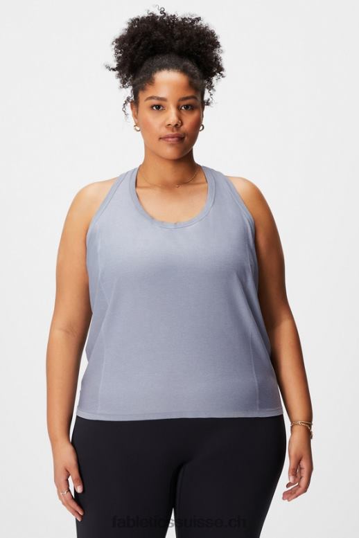 femmes débardeur à dos nageur en plumes B0B6R2140 gris chiné classique Fabletics
