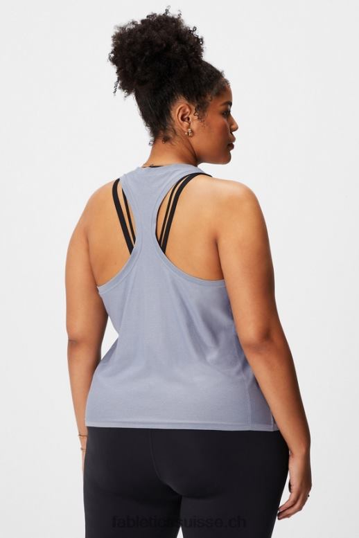 femmes débardeur à dos nageur en plumes B0B6R2140 gris chiné classique Fabletics