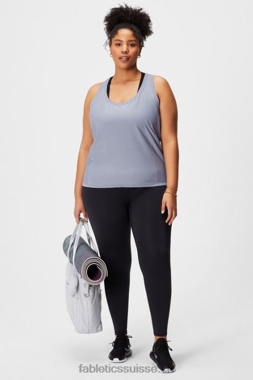 femmes débardeur à dos nageur en plumes B0B6R2140 gris chiné classique Fabletics