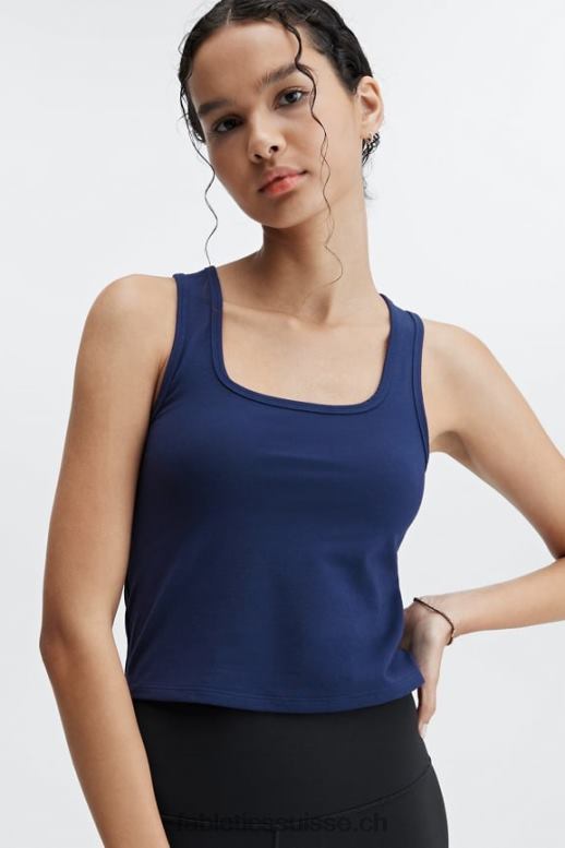 femmes débardeur en coton à vivre B0B6R2244 bleu marine profond Fabletics