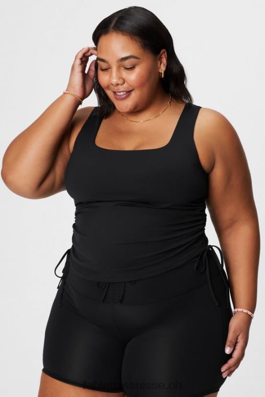 femmes débardeur froncé à soutien-gorge intégré B0B6R2150 noir Fabletics