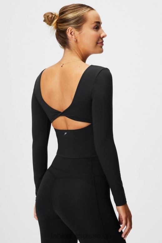 femmes haut à manches longues avec soutien-gorge intégré oasis twist B0B6R2197 noir Fabletics