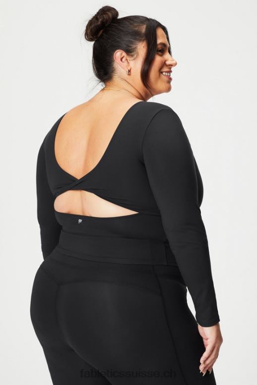 femmes haut à manches longues avec soutien-gorge intégré oasis twist B0B6R2198 noir Fabletics
