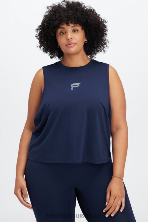 femmes phoenix respire réservoir musculaire B0B6R2265 bleu marine/logo réfléchissant Fabletics