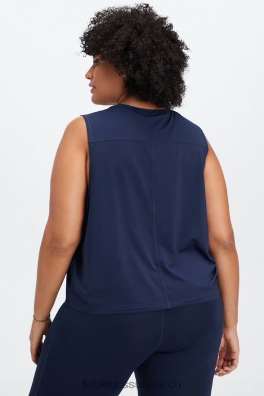 femmes phoenix respire réservoir musculaire B0B6R2265 bleu marine/logo réfléchissant Fabletics