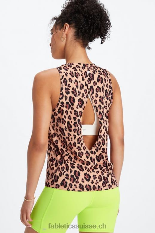 femmes réservoir arrière ouvert dry-flex B0B6R2122 léopard naturel Fabletics