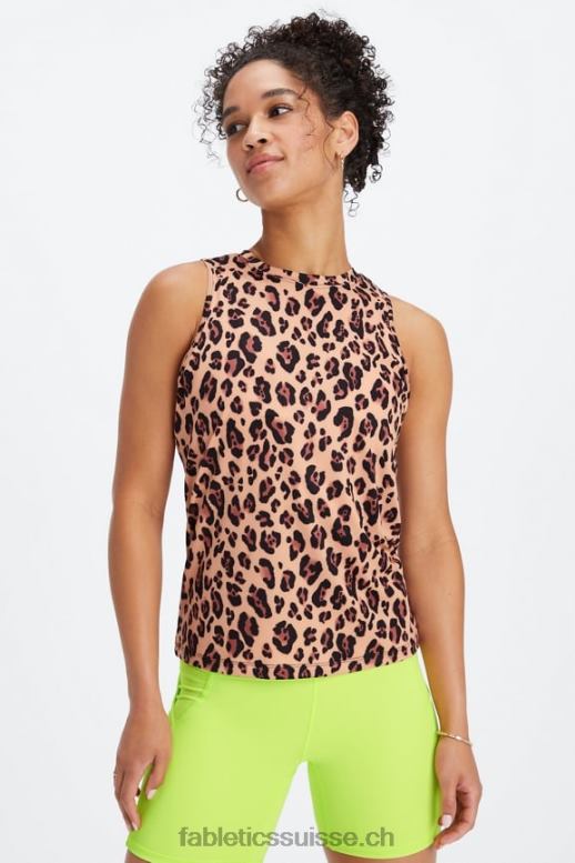 femmes réservoir arrière ouvert dry-flex B0B6R2122 léopard naturel Fabletics
