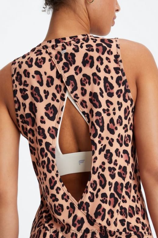 femmes réservoir arrière ouvert dry-flex B0B6R2122 léopard naturel Fabletics