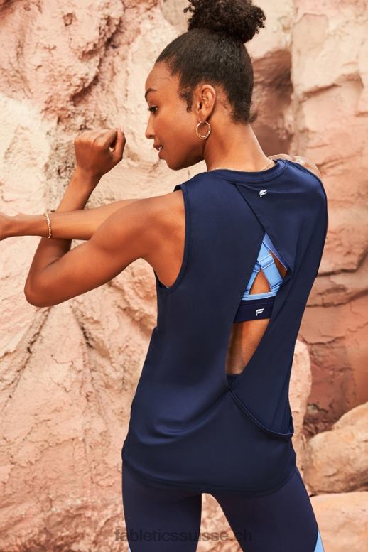 femmes réservoir arrière ouvert dry-flex B0B6R2123 bleu marine profond Fabletics