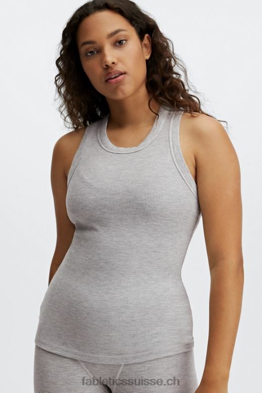 femmes réservoir à gaufres tinsley B0B6R2247 gris clair chiné Fabletics