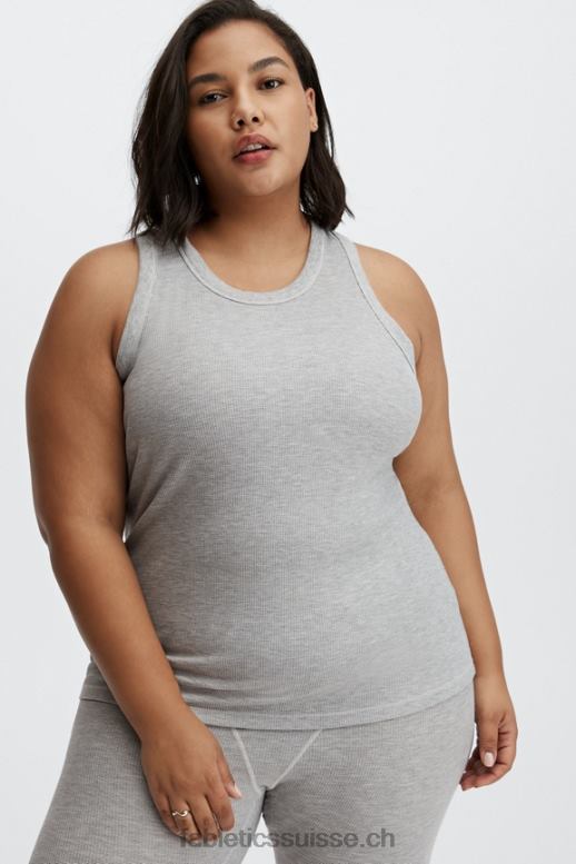 femmes réservoir à gaufres tinsley B0B6R2248 gris clair chiné Fabletics