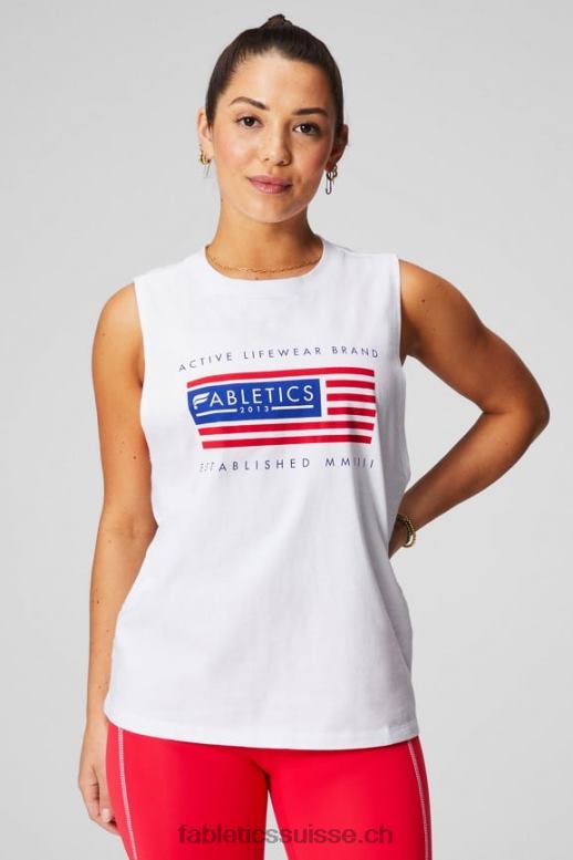 femmes réservoir musculaire mica B0B6R2170 graphique classique blanc/drapeau Fabletics