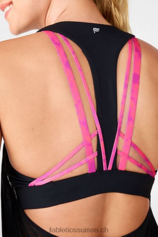 femmes soutien-gorge intégré boost B0B6R2385 teinture cravate noire/rose Fabletics