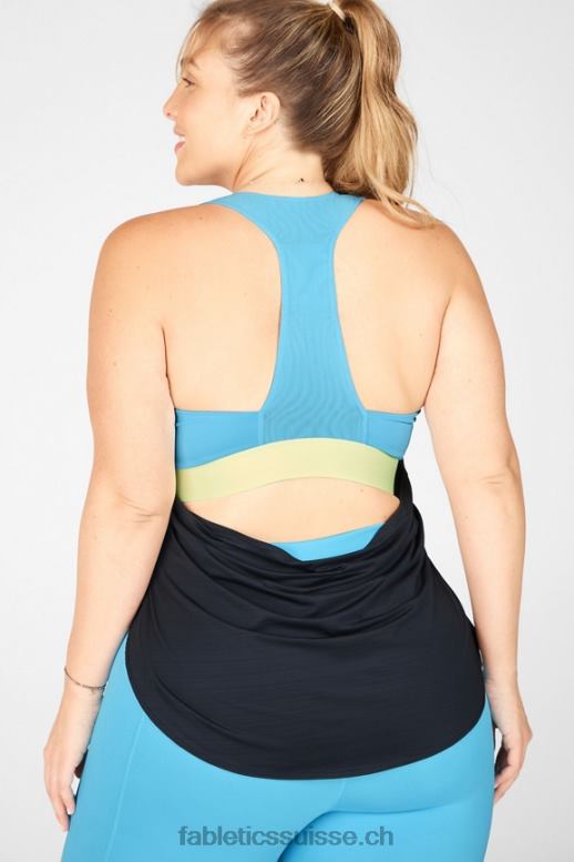 femmes soutien-gorge intégré éco-responsable B0B6R2402 noir/céruléen clair/crème de citron Fabletics