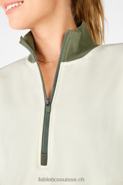femmes catarina pull col montant demi zip B0B6R2531 colombe blanche/safari Fabletics