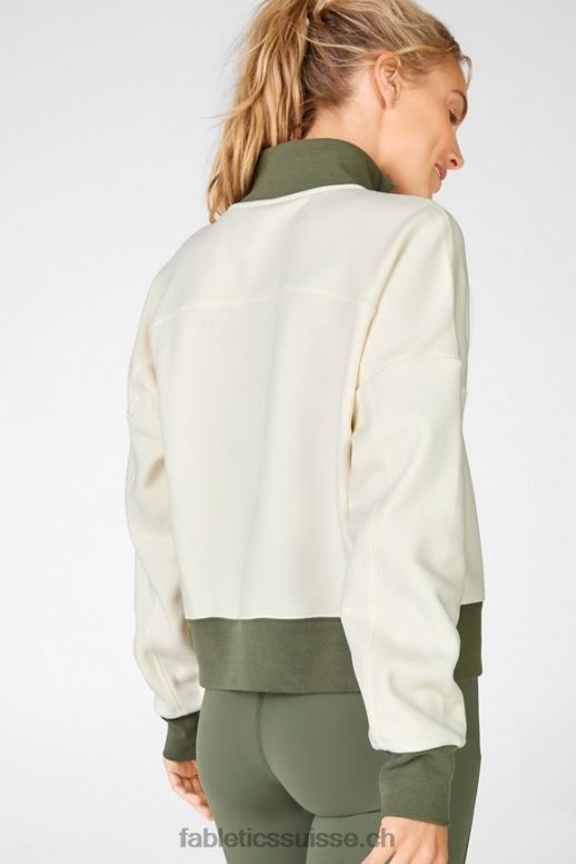 femmes catarina pull col montant demi zip B0B6R2531 colombe blanche/safari Fabletics