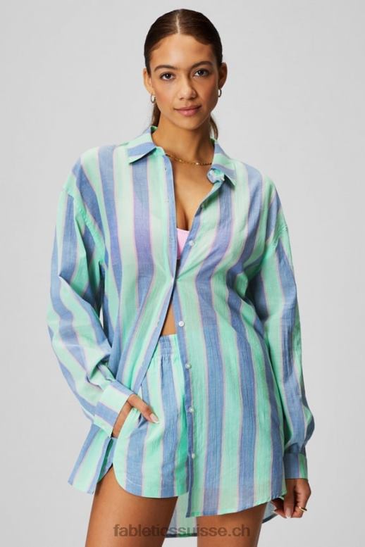 femmes chemise oversize en voile de coton B0B6R2585 bande de villégiature Fabletics