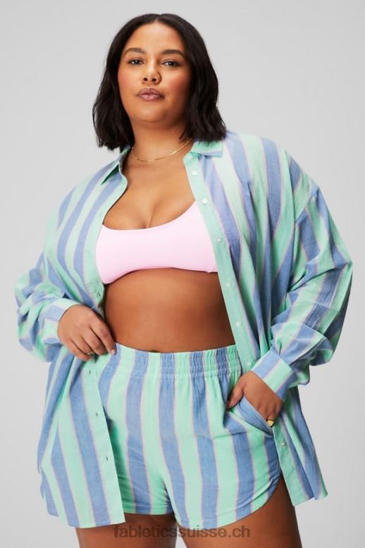 femmes chemise oversize en voile de coton B0B6R2586 bande de villégiature Fabletics
