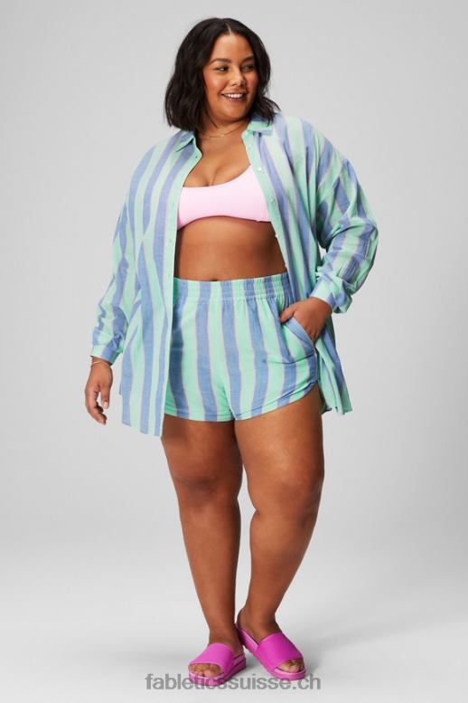 femmes chemise oversize en voile de coton B0B6R2586 bande de villégiature Fabletics