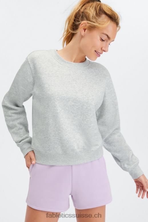 femmes col ras du cou classique incontournable B0B6R2646 gris clair chiné Fabletics