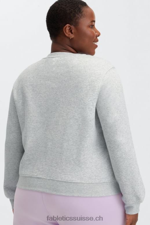 femmes col ras du cou classique incontournable B0B6R2647 gris clair chiné Fabletics