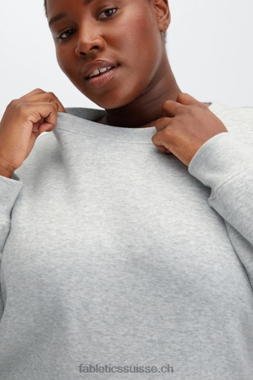 femmes col ras du cou classique incontournable B0B6R2647 gris clair chiné Fabletics