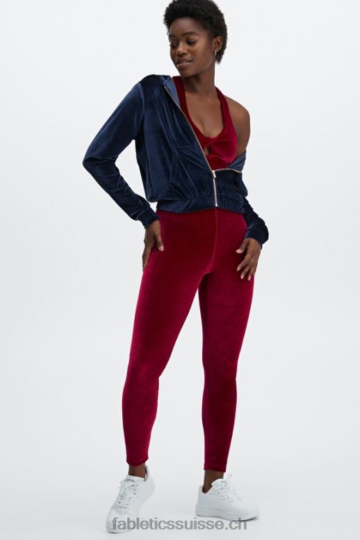 femmes donna sweat à capuche en velours B0B6R2504 bleu marine profond Fabletics