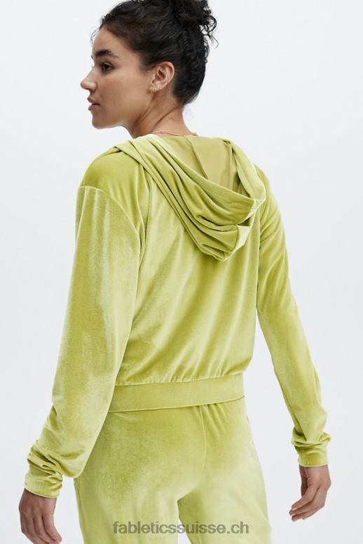 femmes donna sweat à capuche en velours B0B6R2506 feuille d\'or Fabletics