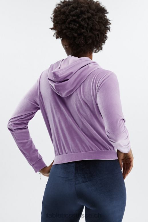 femmes donna sweat à capuche en velours B0B6R2507 lilas brillant Fabletics