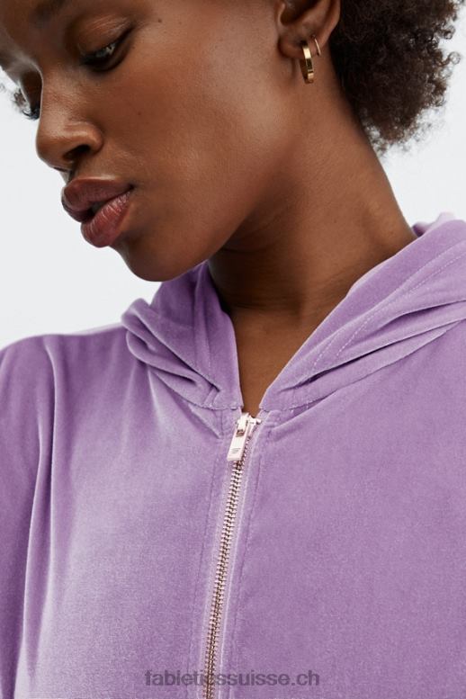 femmes donna sweat à capuche en velours B0B6R2507 lilas brillant Fabletics