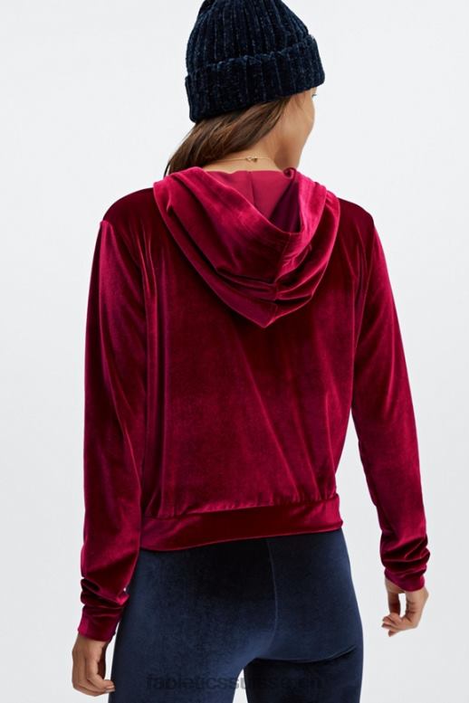 femmes donna sweat à capuche en velours B0B6R2508 éclat de cerise Fabletics
