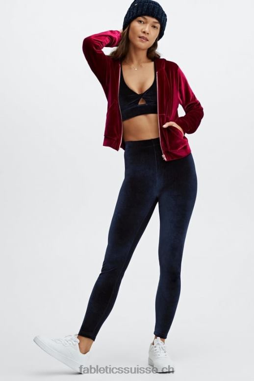 femmes donna sweat à capuche en velours B0B6R2508 éclat de cerise Fabletics