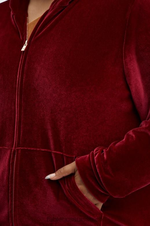 femmes donna sweat à capuche en velours B0B6R2509 éclat de cerise Fabletics
