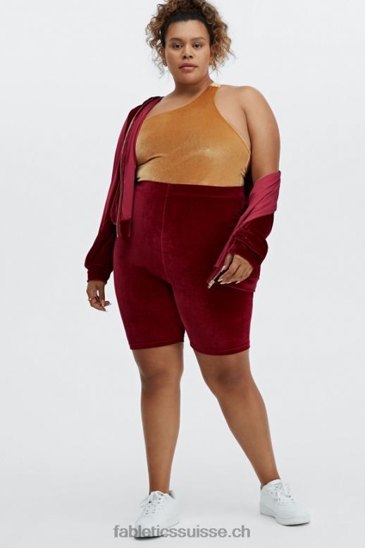 femmes donna sweat à capuche en velours B0B6R2509 éclat de cerise Fabletics