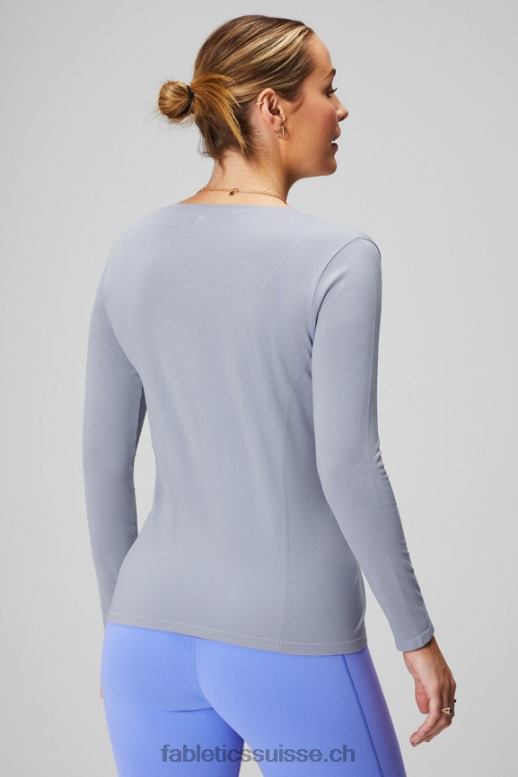 femmes haut à manches longues en plumes B0B6R2576 gris chiné classique Fabletics