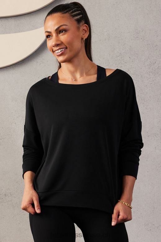 femmes pull cintré de luxe B0B6R2425 noir Fabletics